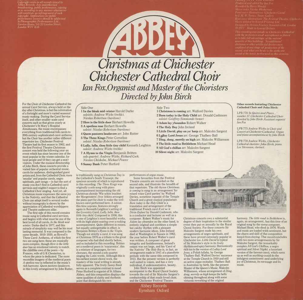 Chichester Cathedral Choir Christmas At Chichester UK vinyl LP album (LP record)