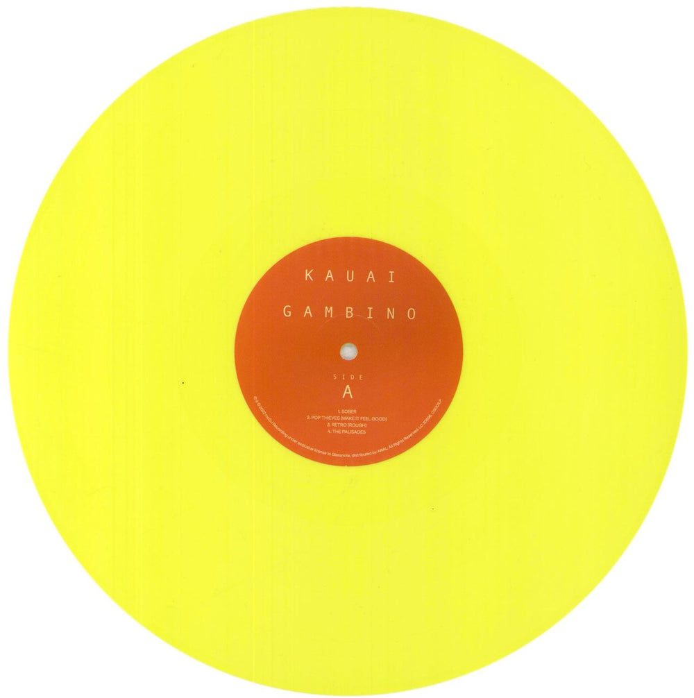 Childish Gambino Kauai - RSD22 - Yellow Vinyl US 12" vinyl single (12 inch record / Maxi-single) O9J12KA825536