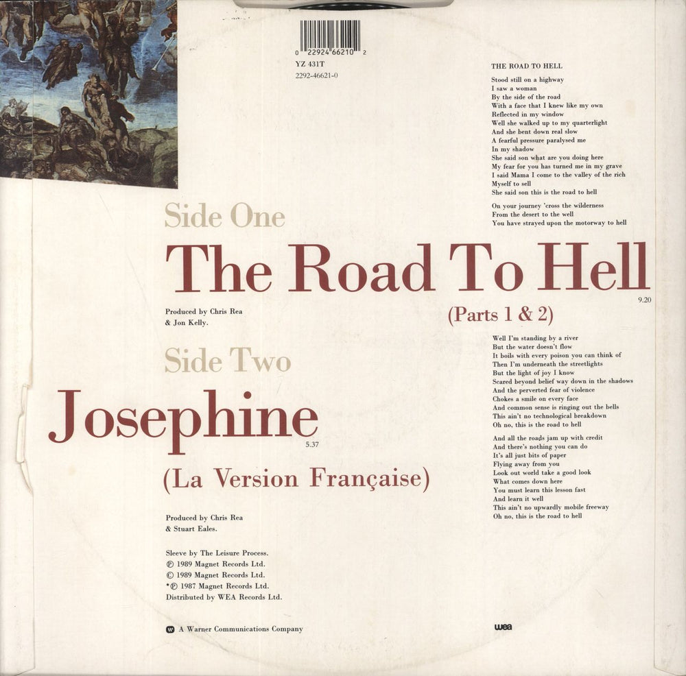 Chris Rea The Road To Hell UK 12" vinyl single (12 inch record / Maxi-single) 022924662102