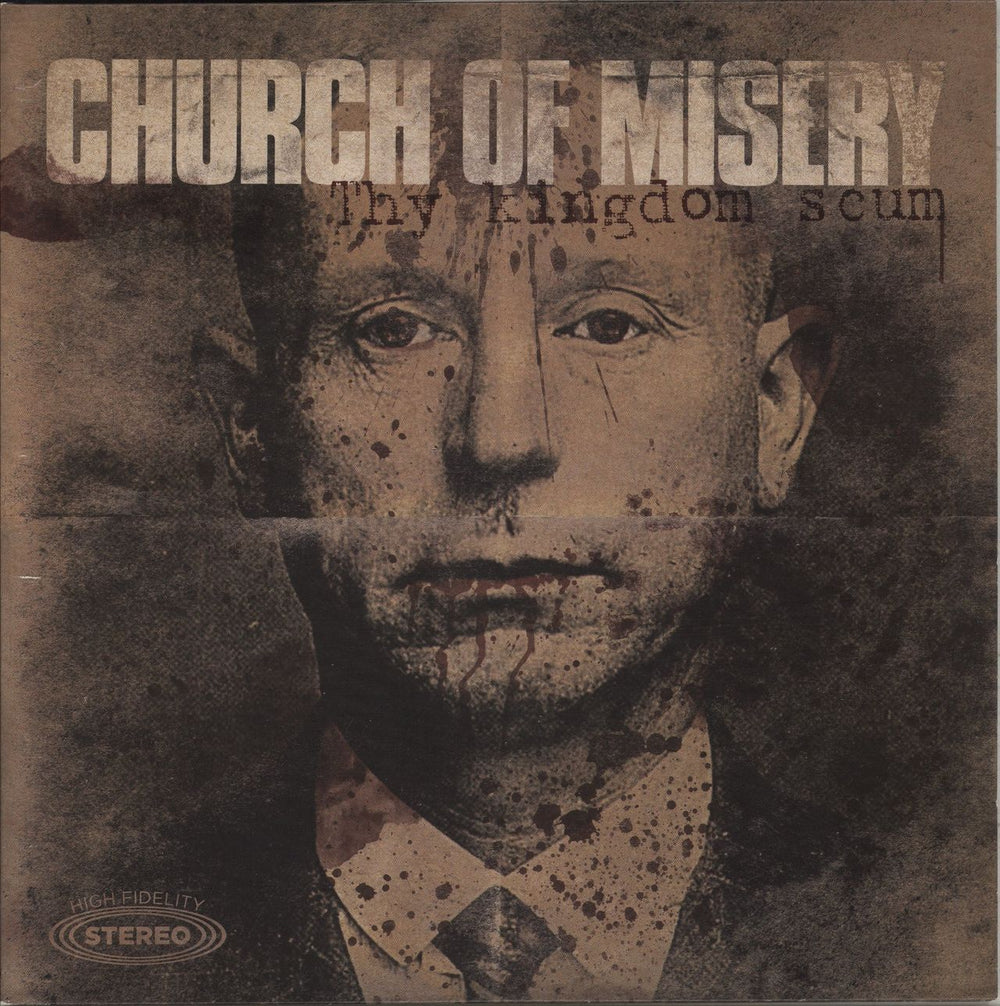 Church Of Misery Thy Kingdom Scum - Gold Vinyl UK 2-LP vinyl record set (Double LP Album) RISELP163