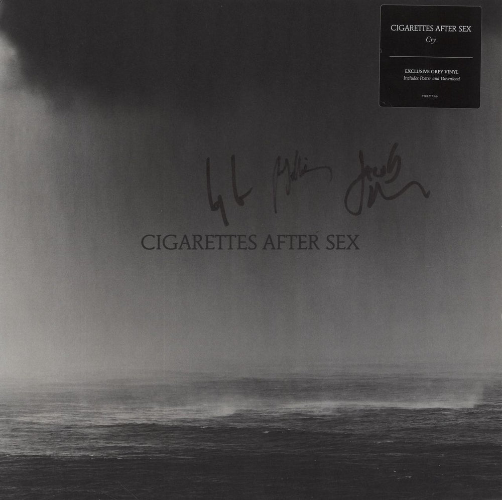 Cigarettes After Sex Cry - Grey Vinyl - Autographed UK vinyl LP album (LP record) PTKF2173-6
