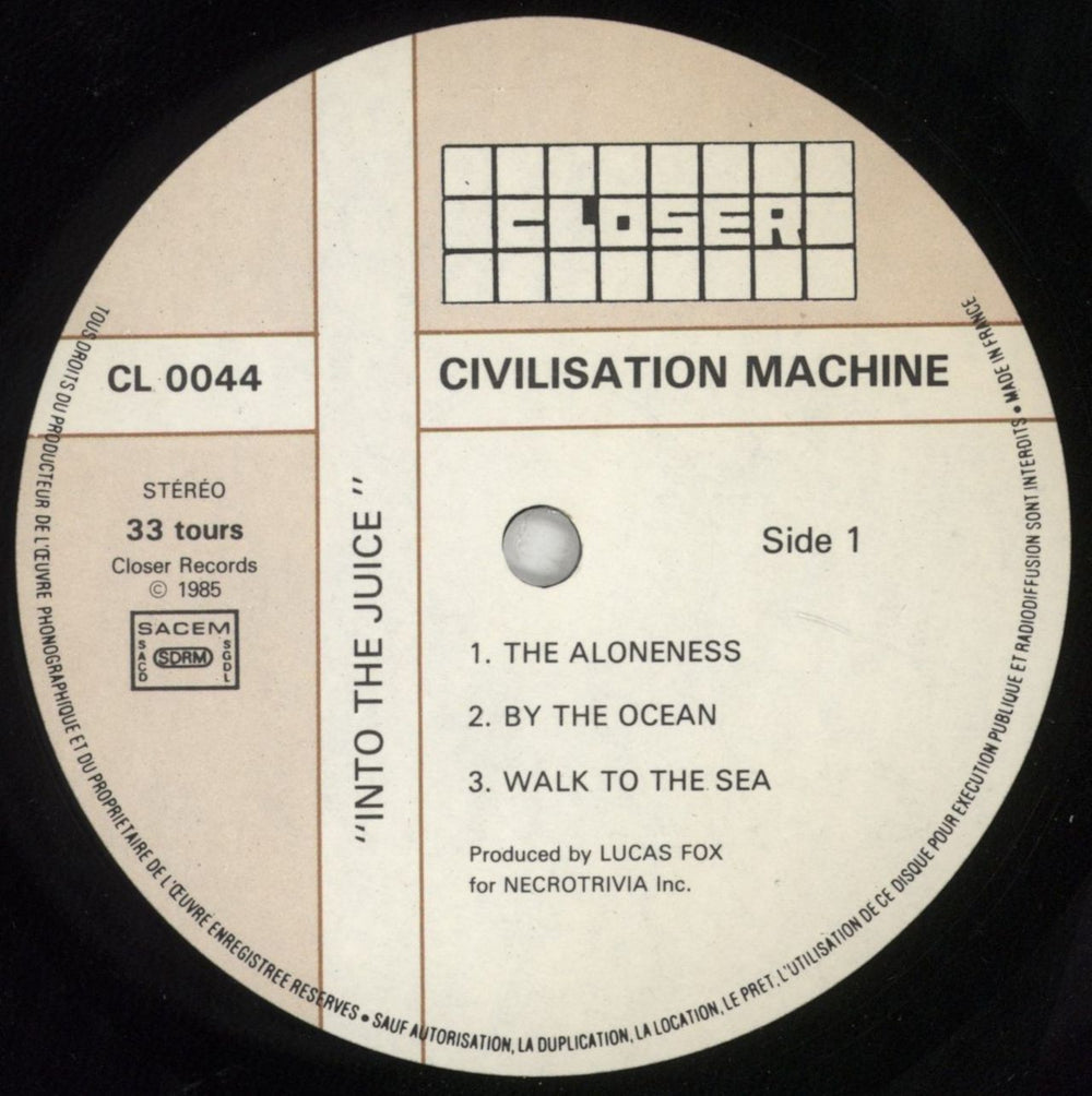Civilisation Machine Into The Juice French 12" vinyl single (12 inch record / Maxi-single) 62W12IN851817