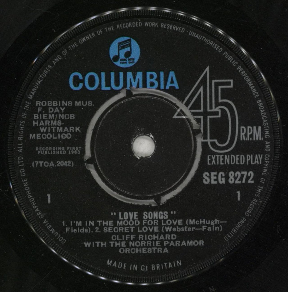 Cliff Richard Love Songs EP - Ex UK 7" vinyl single (7 inch record / 45) RIC07LO670703