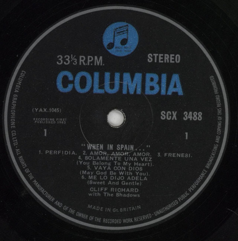 Cliff Richard When In Spain... - 1st - VG+ UK vinyl LP album (LP record) RICLPWH753922