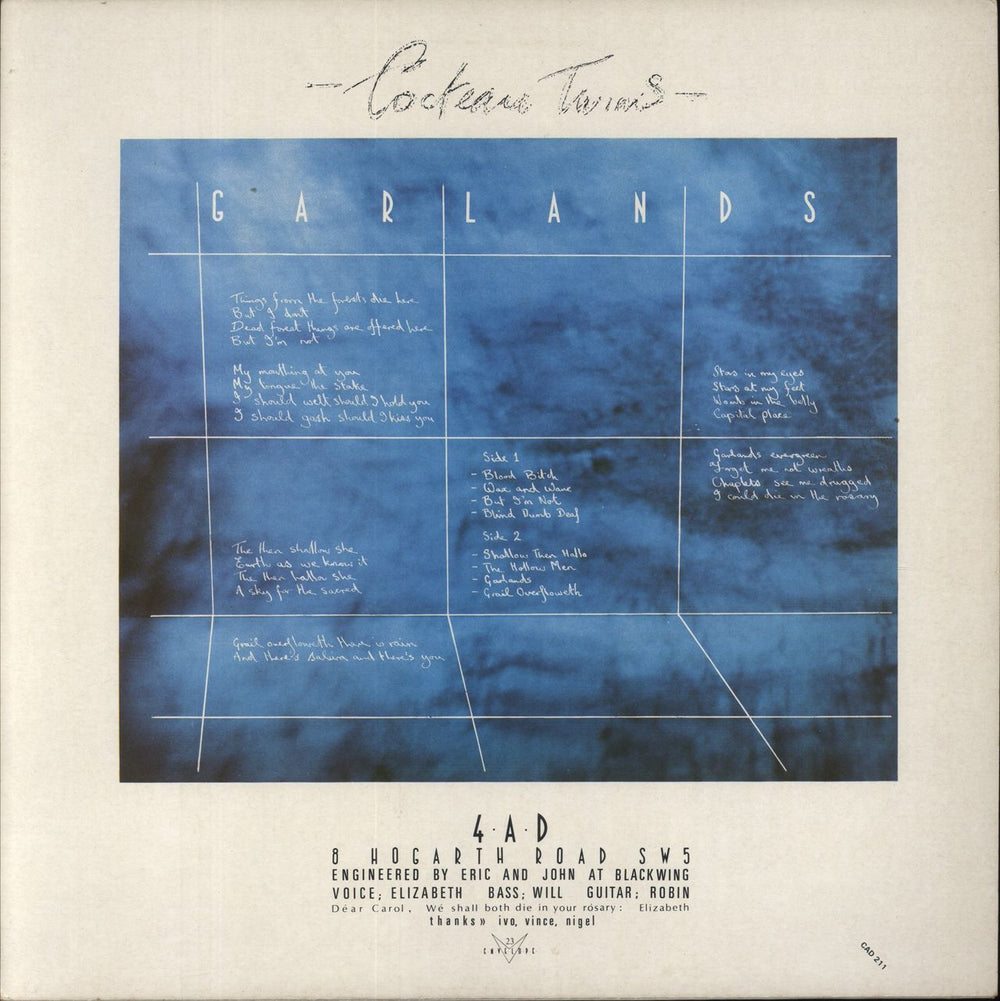 Cocteau Twins Garlands - EX UK vinyl LP album (LP record)