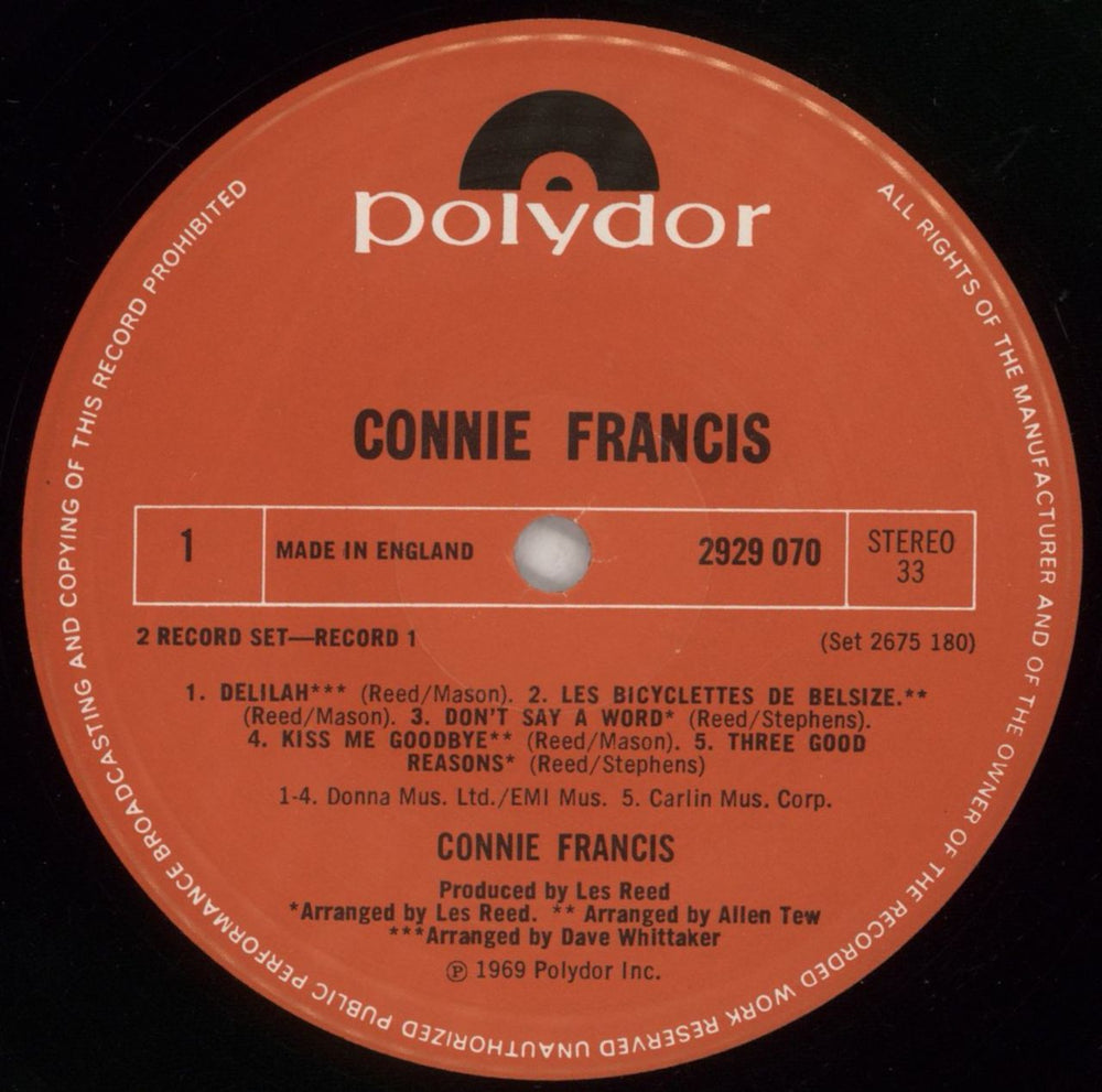 Connie Francis Connie Francis UK 2-LP vinyl record set (Double LP Album) CNF2LCO864224