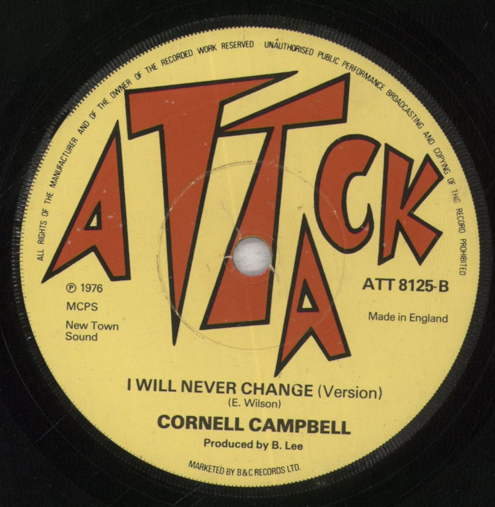 Cornell Campbell I Will Never Change / Version UK 7" vinyl single (7 inch record / 45)