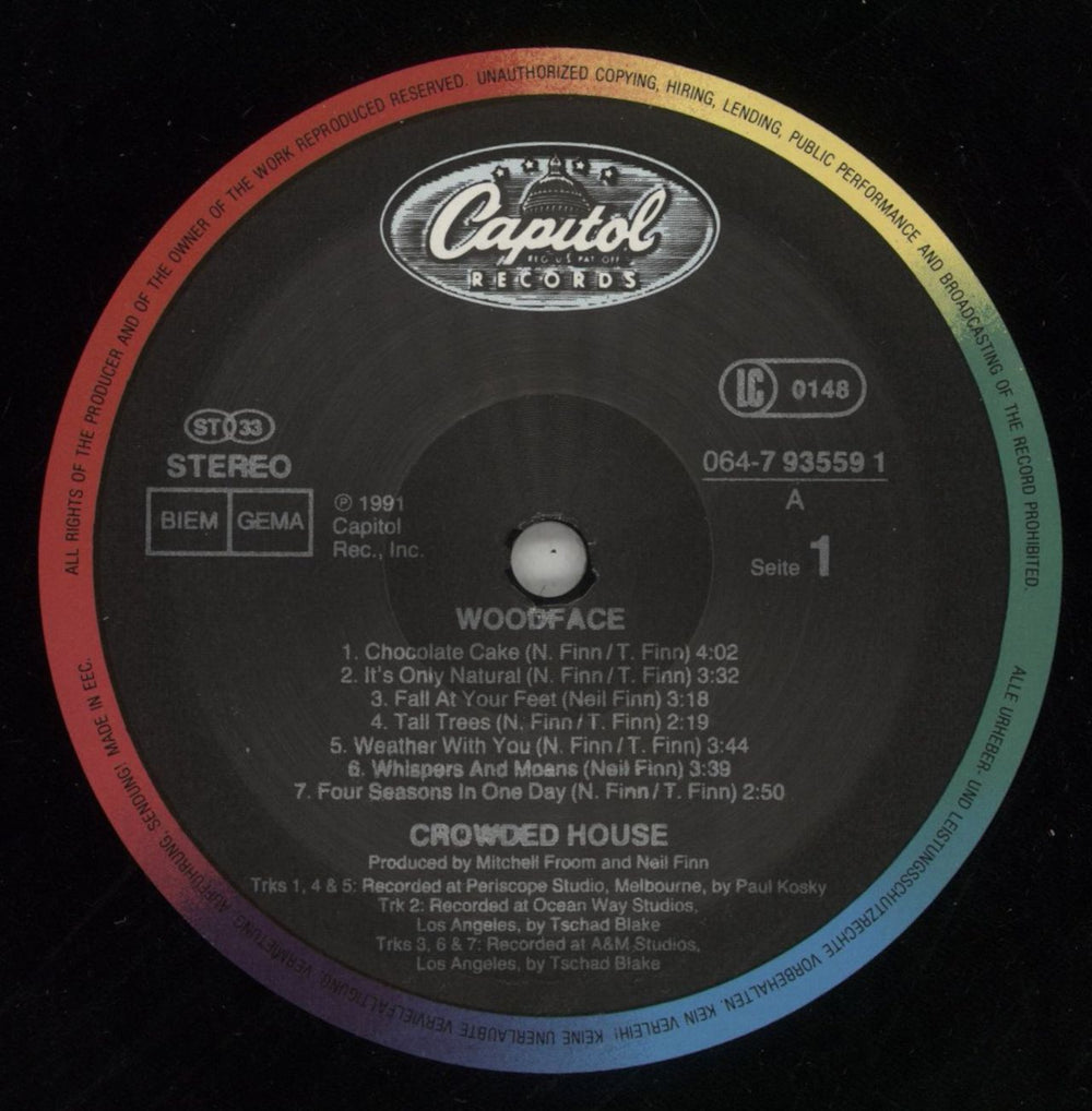 Crowded House Woodface - Hype Sticker UK vinyl LP album (LP record) CRDLPWO868638