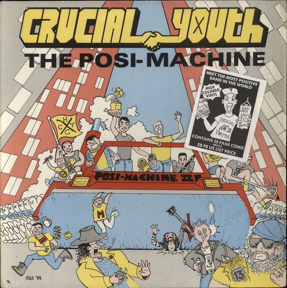Crucial Youth The Posi-Machine - White Vinyl US vinyl LP album (LP record) NRA02