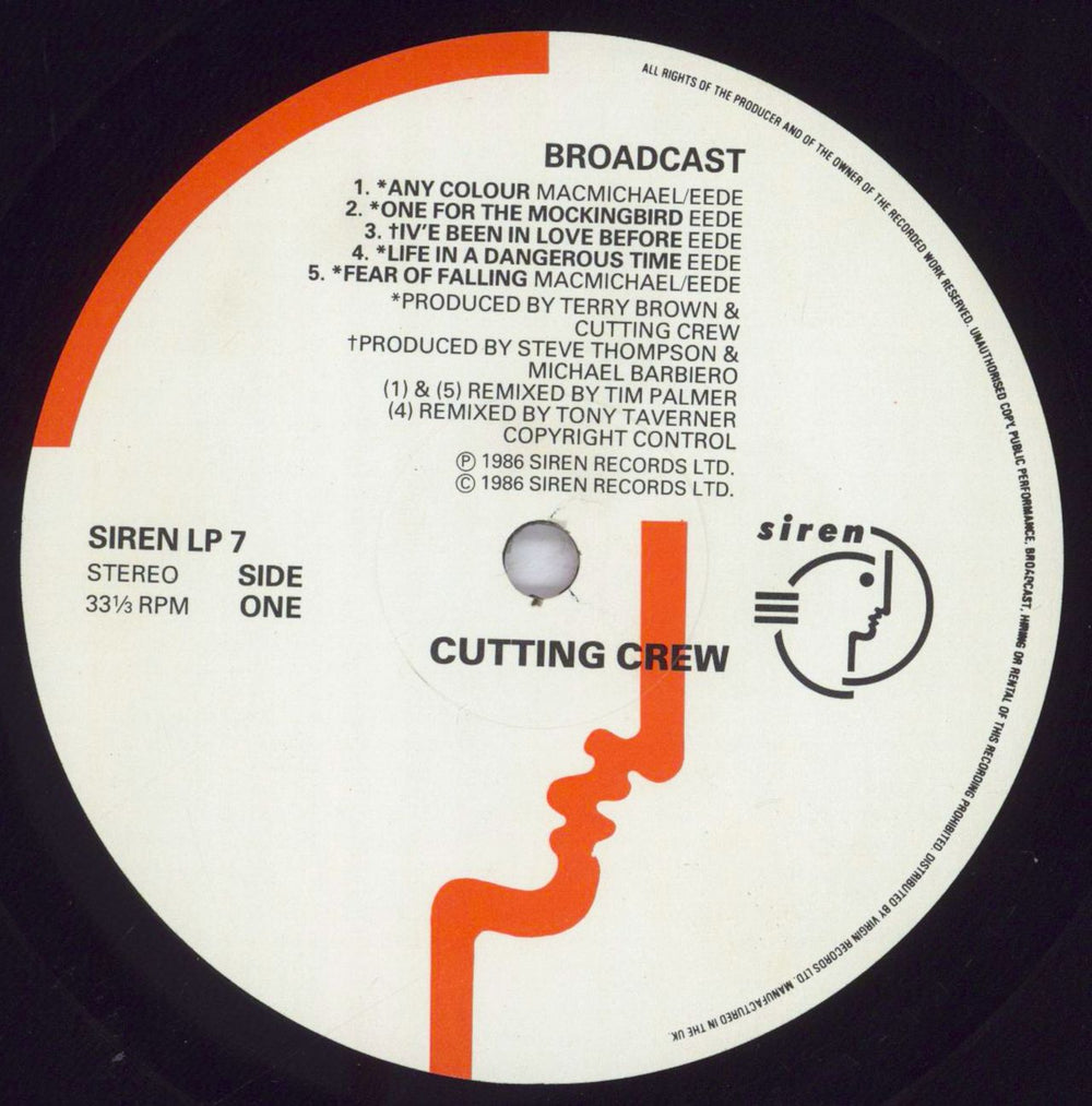 Cutting Crew Broadcast UK vinyl LP album (LP record) CCRLPBR832626