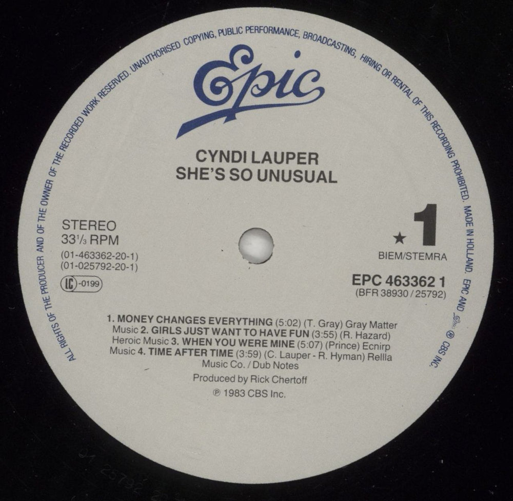 Cyndi Lauper She's So Unusual Dutch vinyl LP album (LP record) LAULPSH725525