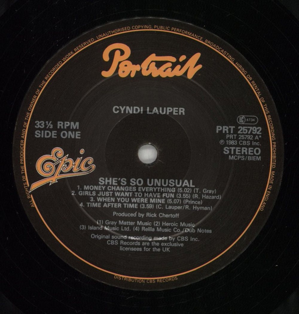 Cyndi Lauper She's So Unusual UK vinyl LP album (LP record) LAULPSH441761