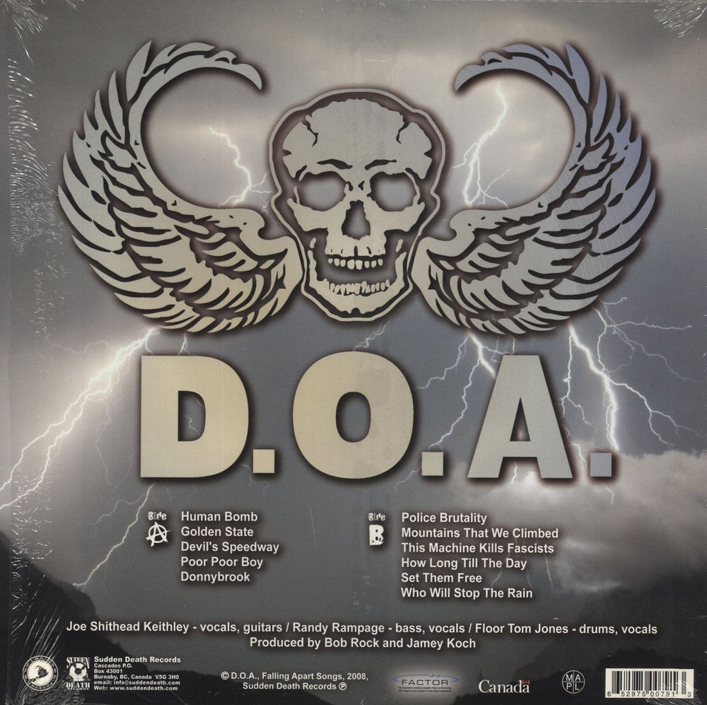 D.O.A. Northern Avenger US vinyl LP album (LP record) 652975007913