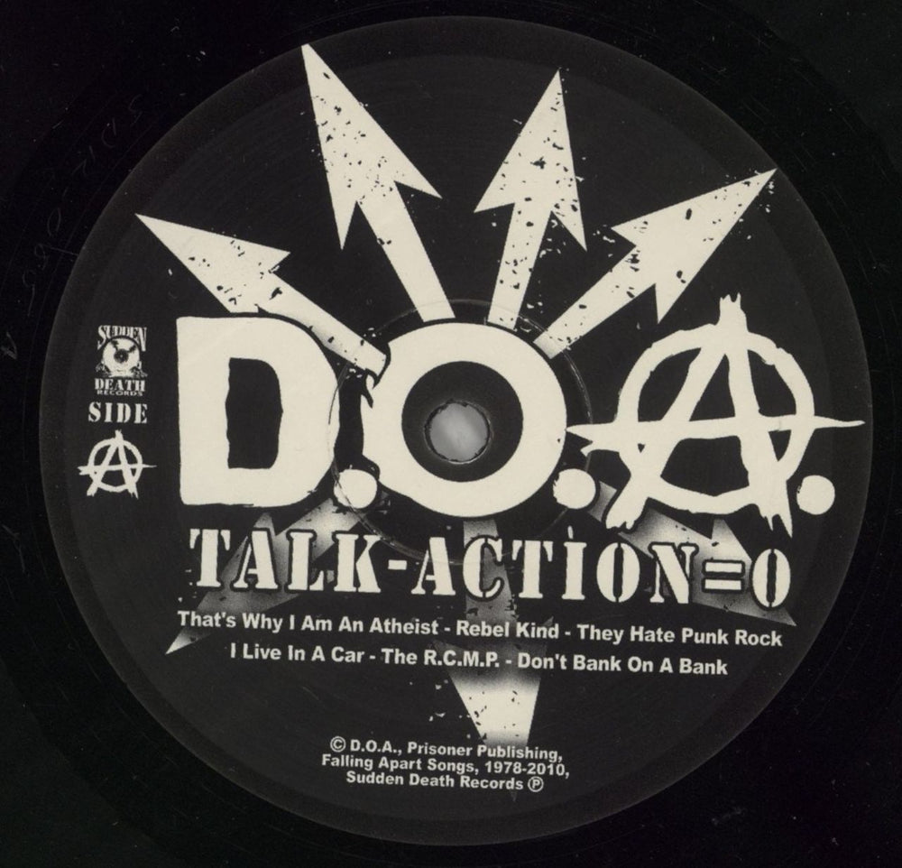 D.O.A. Talk - Action = 0 Canadian vinyl LP album (LP record) D-ALPTA866446