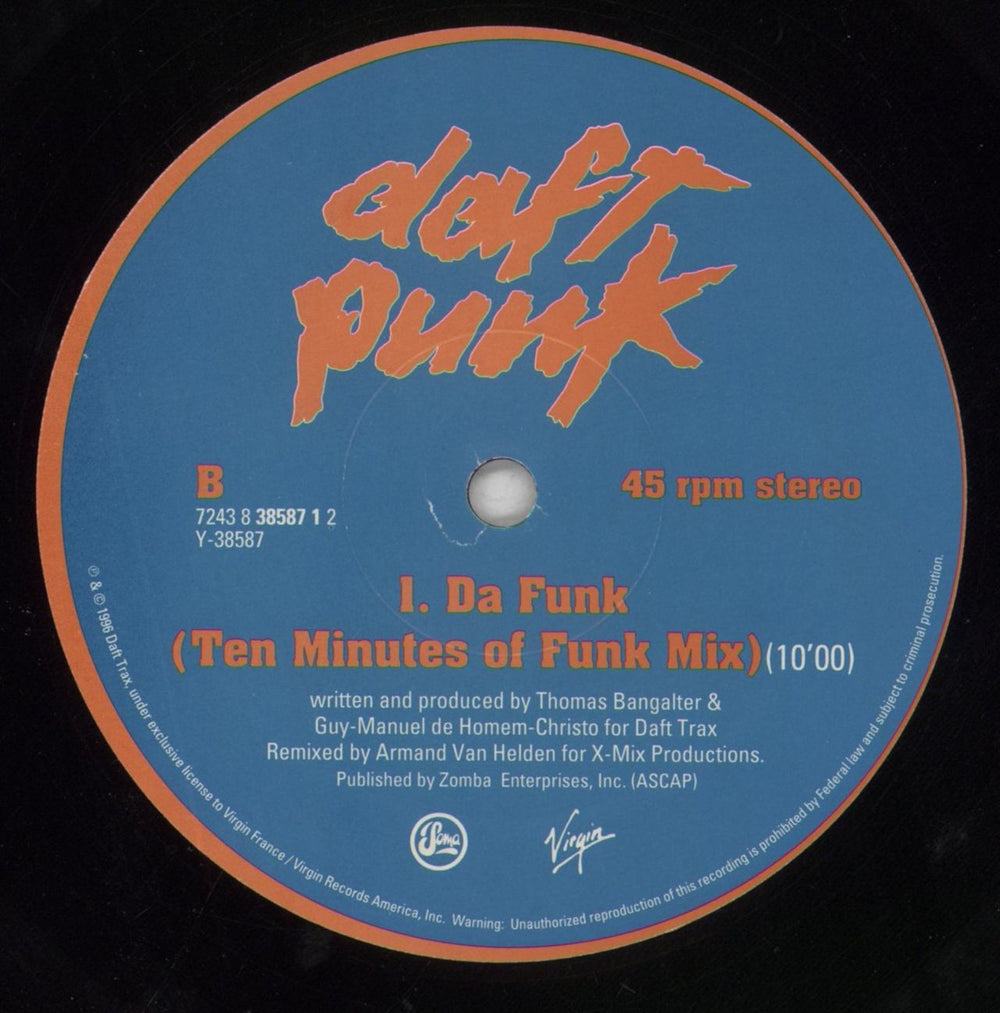 Daft Punk Da Funk US 12" vinyl single (12 inch record / Maxi-single) 724383858712