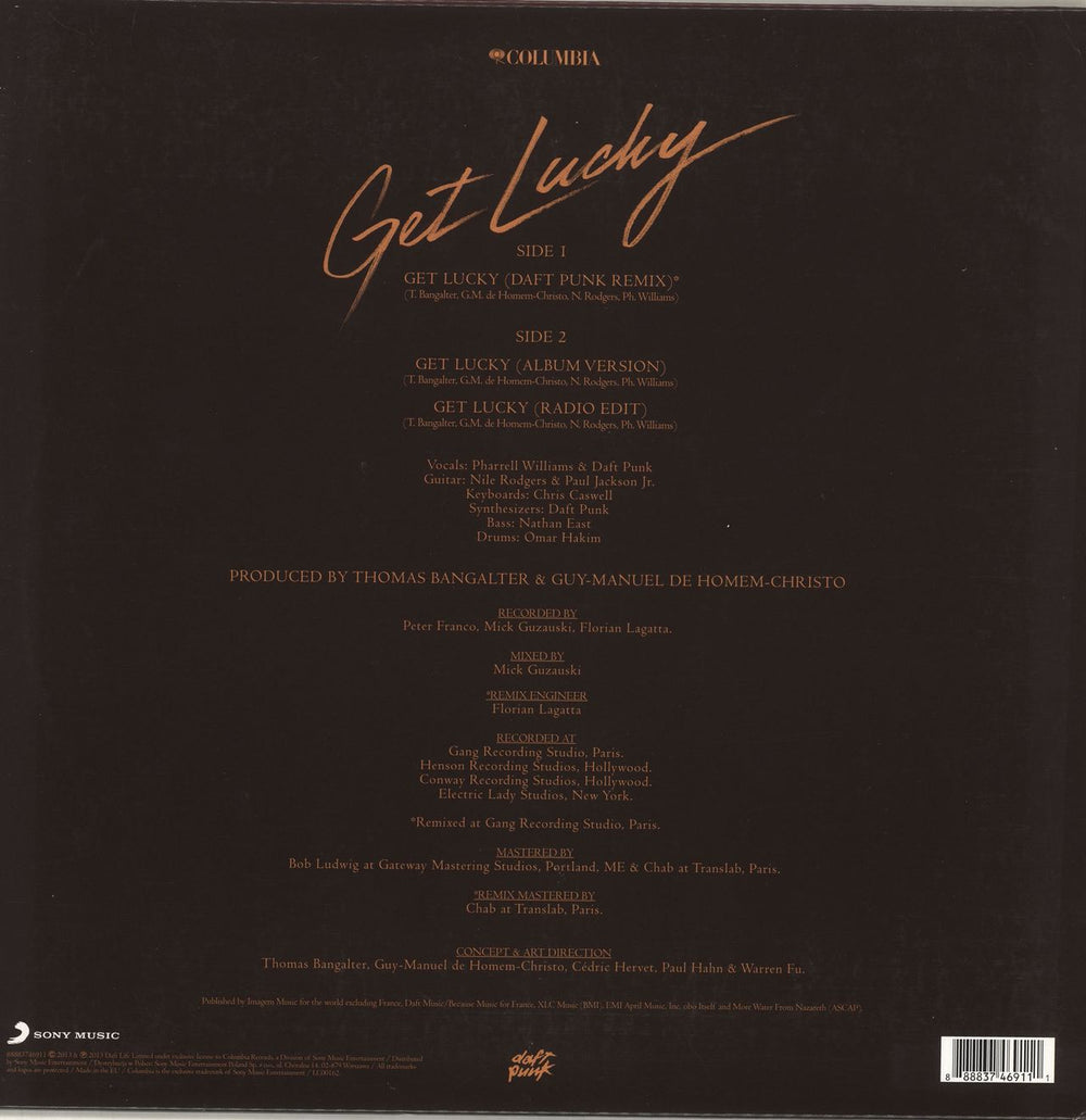 Daft Punk Get Lucky - 180gram Vinyl UK 12" vinyl single (12 inch record / Maxi-single) 888837469111