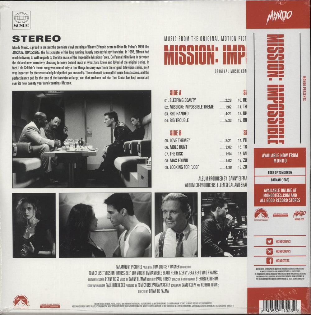 Danny Elfman Mission: Impossible - 180gram Split Red/ Green Vinyl - Sealed US 2-LP vinyl record set (Double LP Album) 843563110232