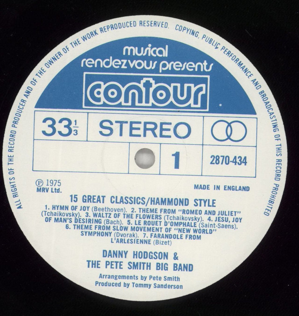 Danny Hodgson 15 Great Classics/Hammond Style UK vinyl LP album (LP record) H6NLPGR864558