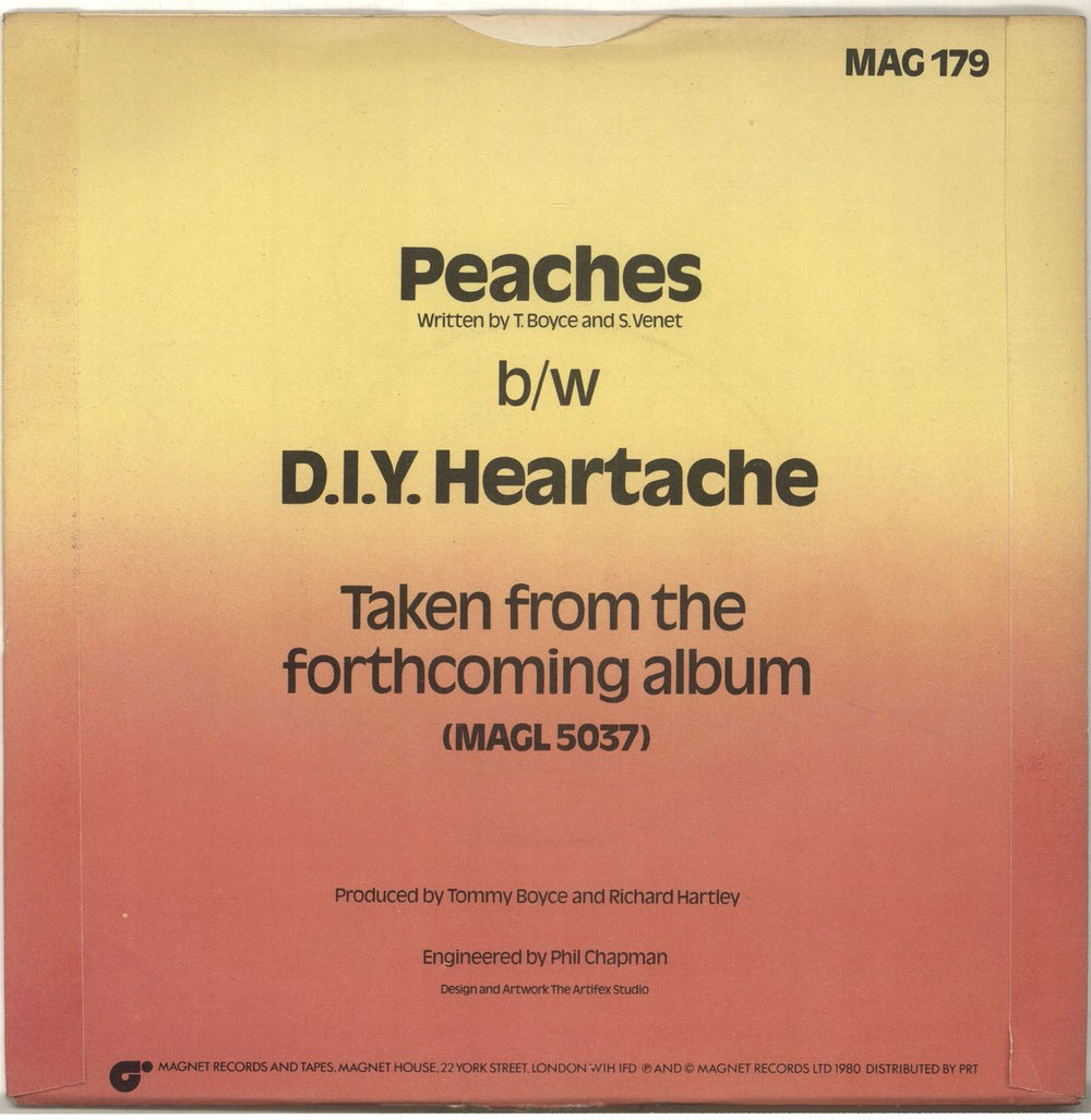 Darts Peaches UK 7" vinyl single (7 inch record / 45) D.T07PE702604