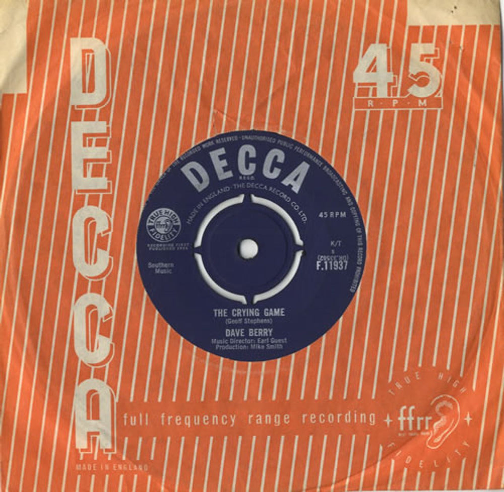 Dave Berry The Crying Game - 1st UK 7" vinyl single (7 inch record / 45) F.11937