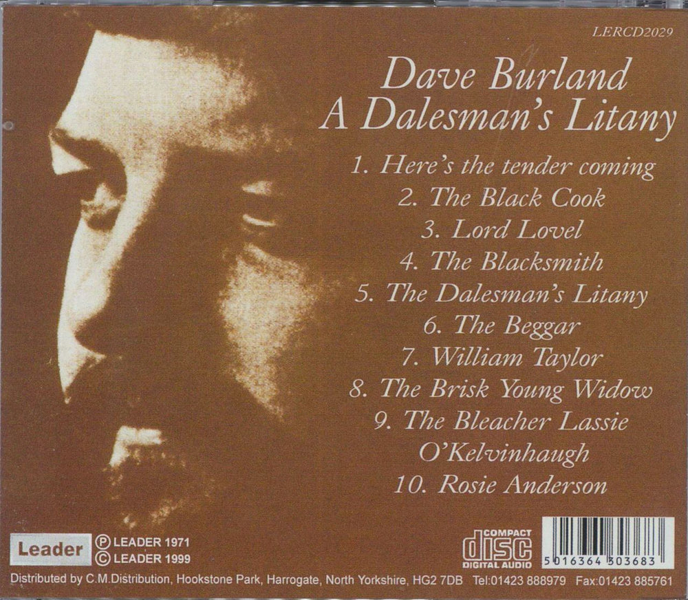 Dave Burland A Dalesman's Litany UK CD album (CDLP)