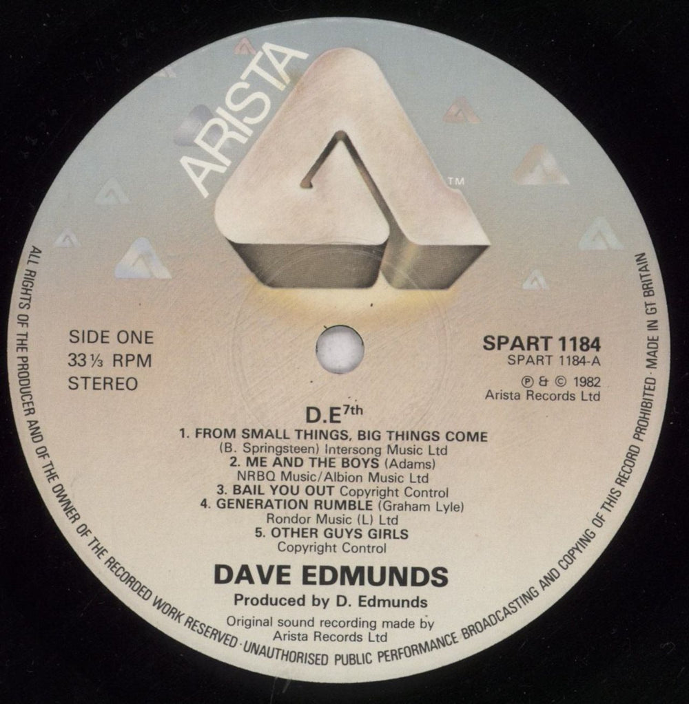 Dave Edmunds D.E. 7th - Shrink UK vinyl LP album (LP record) DAELPDE844796