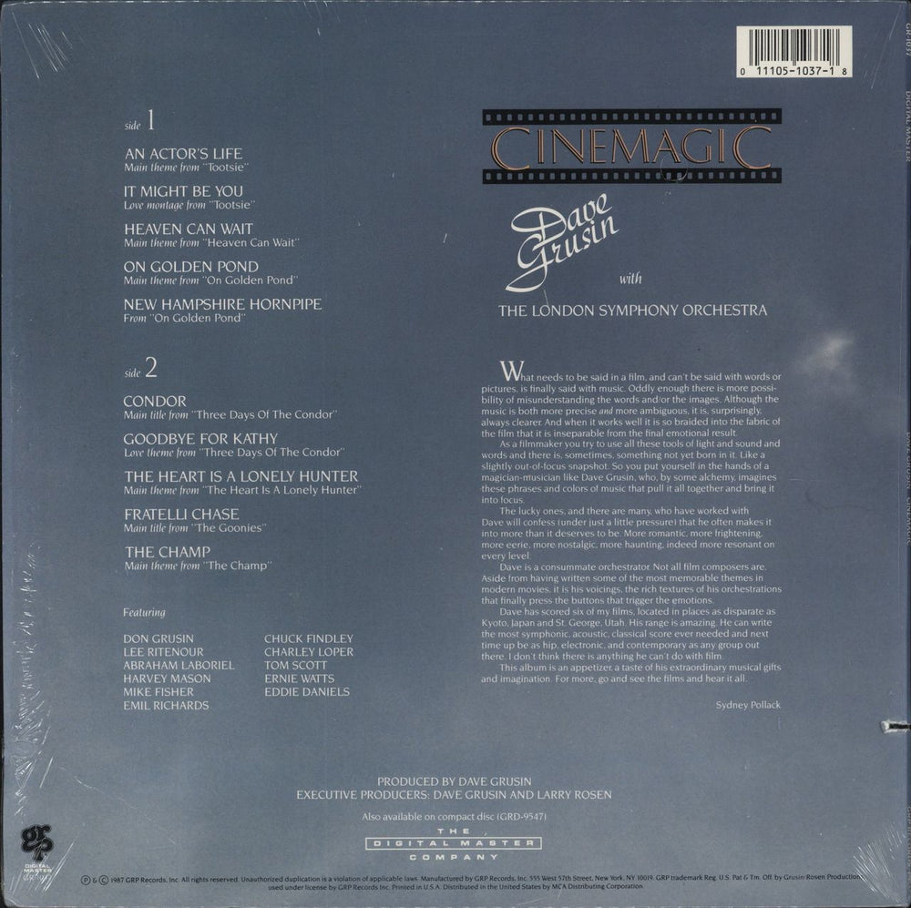 Dave Grusin Cinemagic US vinyl LP album (LP record) 011105103718