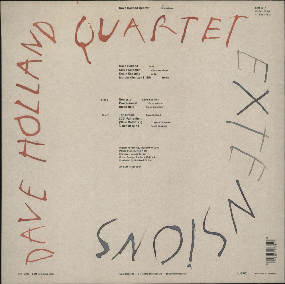 Dave Holland Extensions UK vinyl LP album (LP record) 042284177818