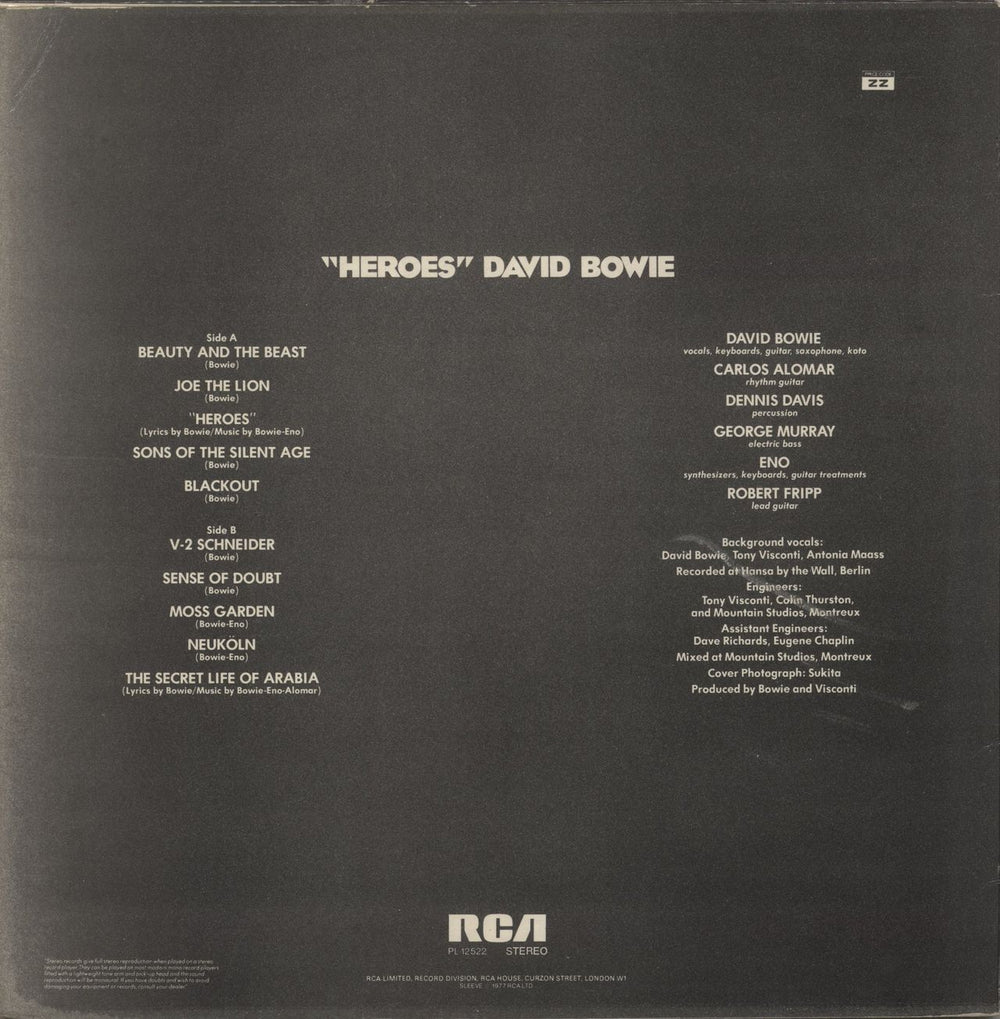 David Bowie Heroes - Laminated - Black Label UK vinyl LP album (LP record)