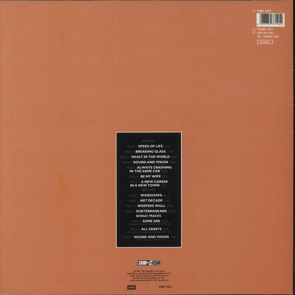 David Bowie Low - Hype Stickered - EX UK vinyl LP album (LP record) 077779771912'1991