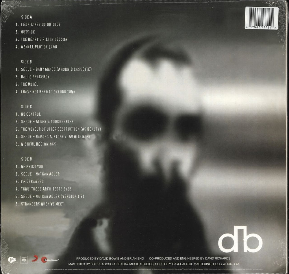 David Bowie Outside - 180 Gram White/Black Swirl Vinyl - Sealed US 2-LP vinyl record set (Double LP Album) 829421477112