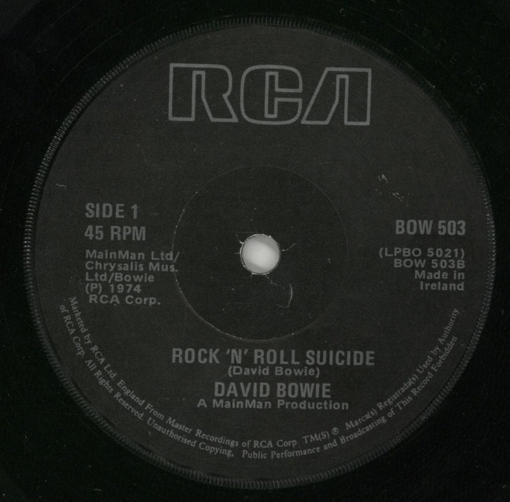 David Bowie Rock 'N' Roll Suicide Irish 7" vinyl single (7 inch record / 45) BOW07RO867176