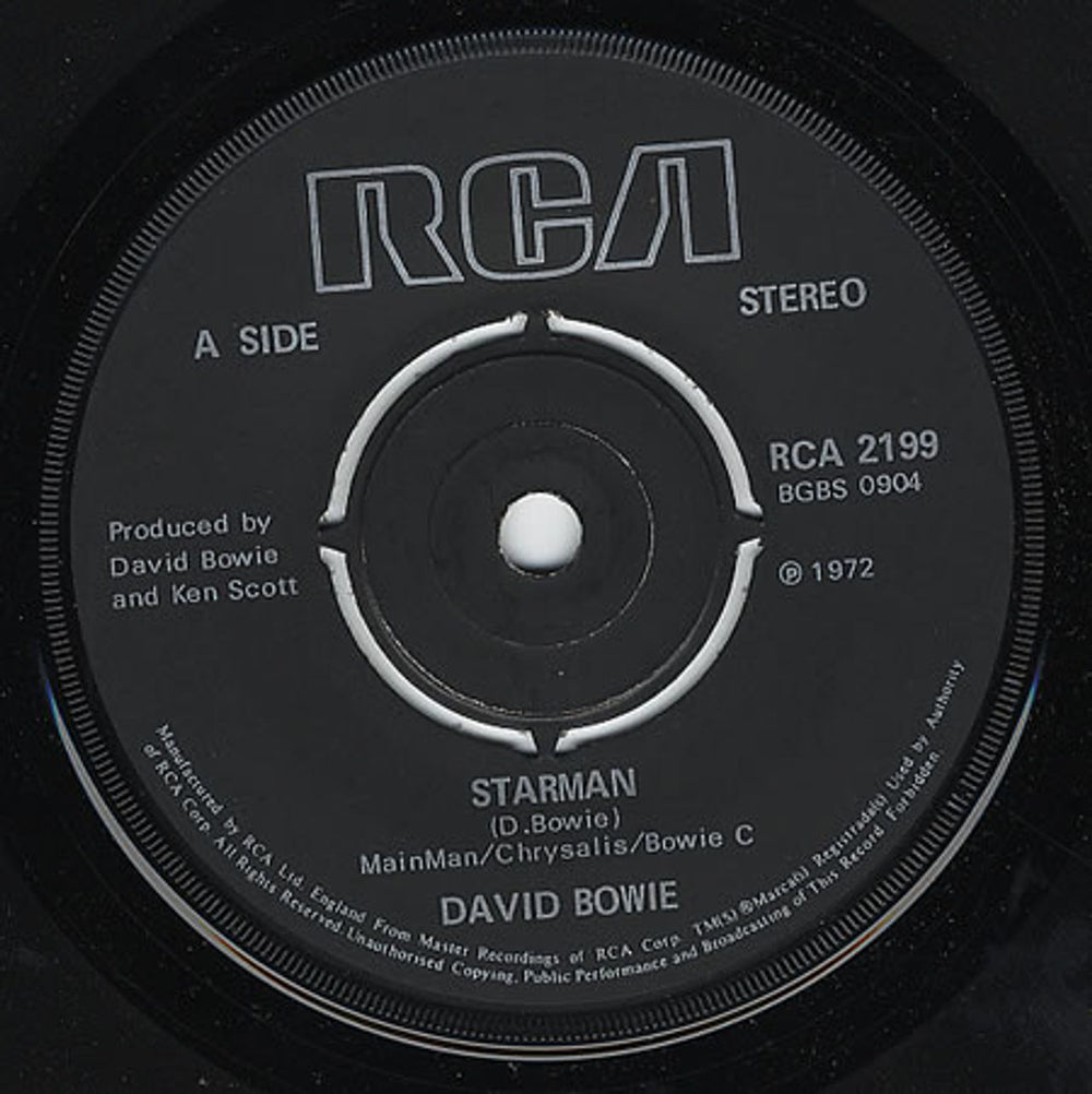 David Bowie Starman - Black Label UK 7" vinyl single (7 inch record / 45) RCA2199