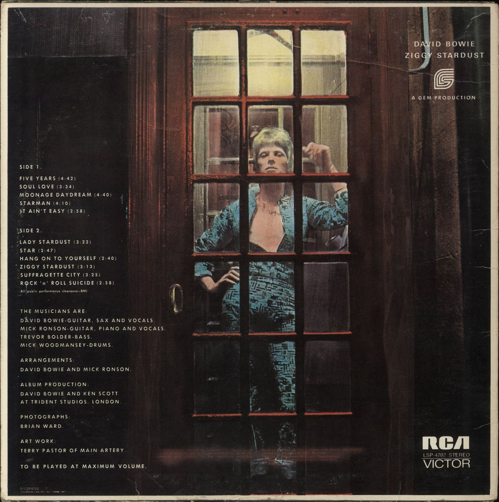 David Bowie The Rise And Fall Of Ziggy Stardust And The Spiders From Mars Canadian vinyl LP album (LP record)