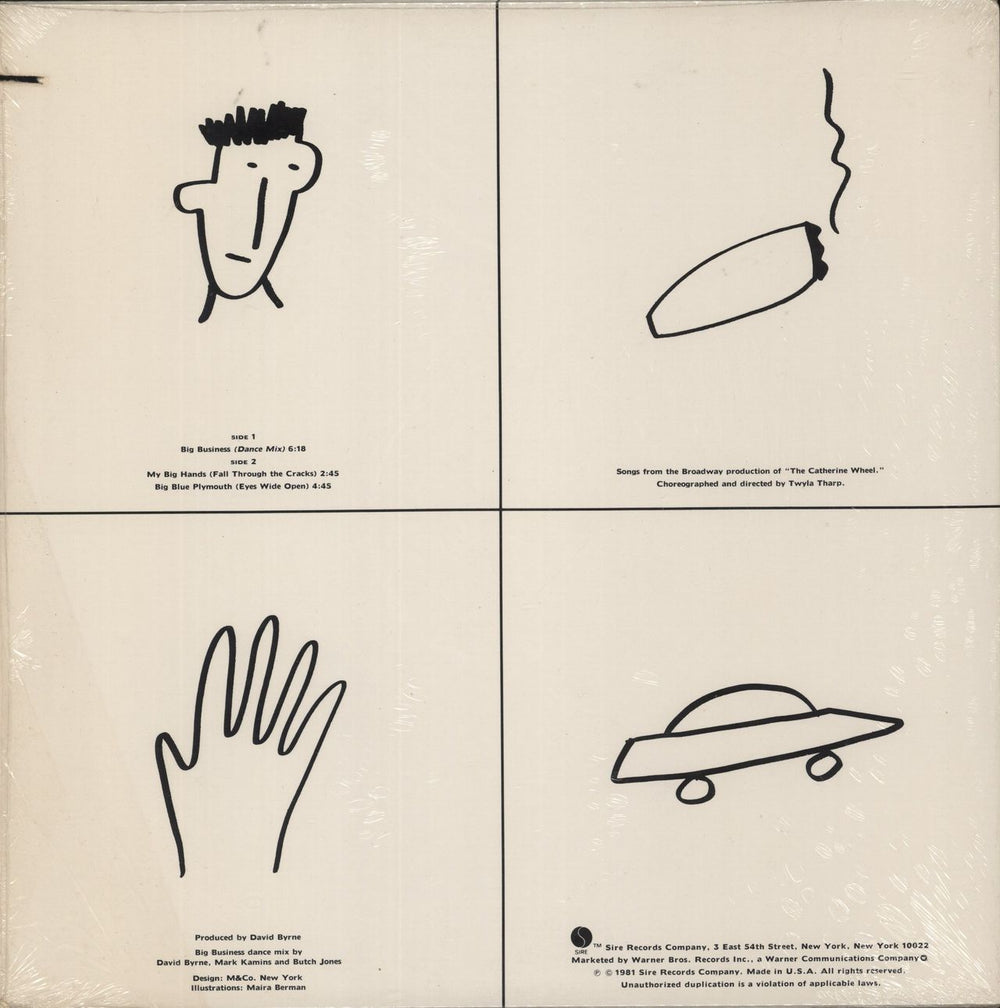 David Byrne 3 Big Songs - Shrink US 12" vinyl single (12 inch record / Maxi-single)