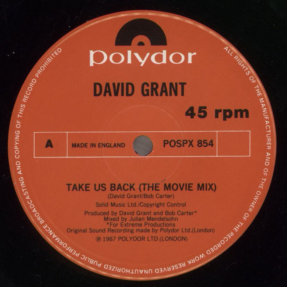 David Grant Take Us Back (The Movie Mix) UK 12" vinyl single (12 inch record / Maxi-single) D.G12TA857329