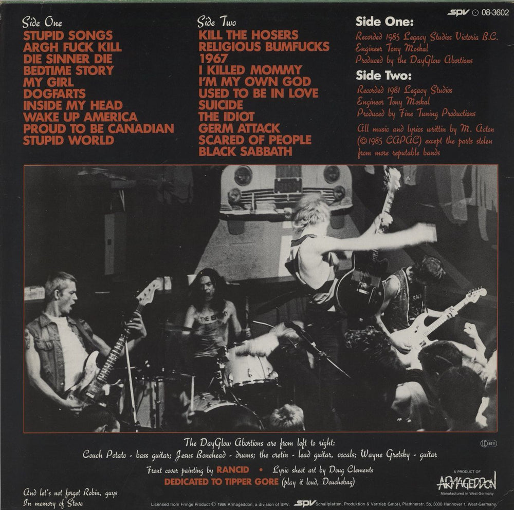 Dayglo Abortions Feed Us A Fetus German vinyl LP album (LP record)