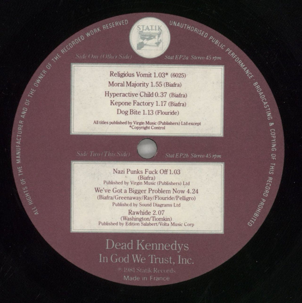 Dead Kennedys In God We Trust, Inc. EP - EX UK 12" vinyl single (12 inch record / Maxi-single) DKN12IN519153
