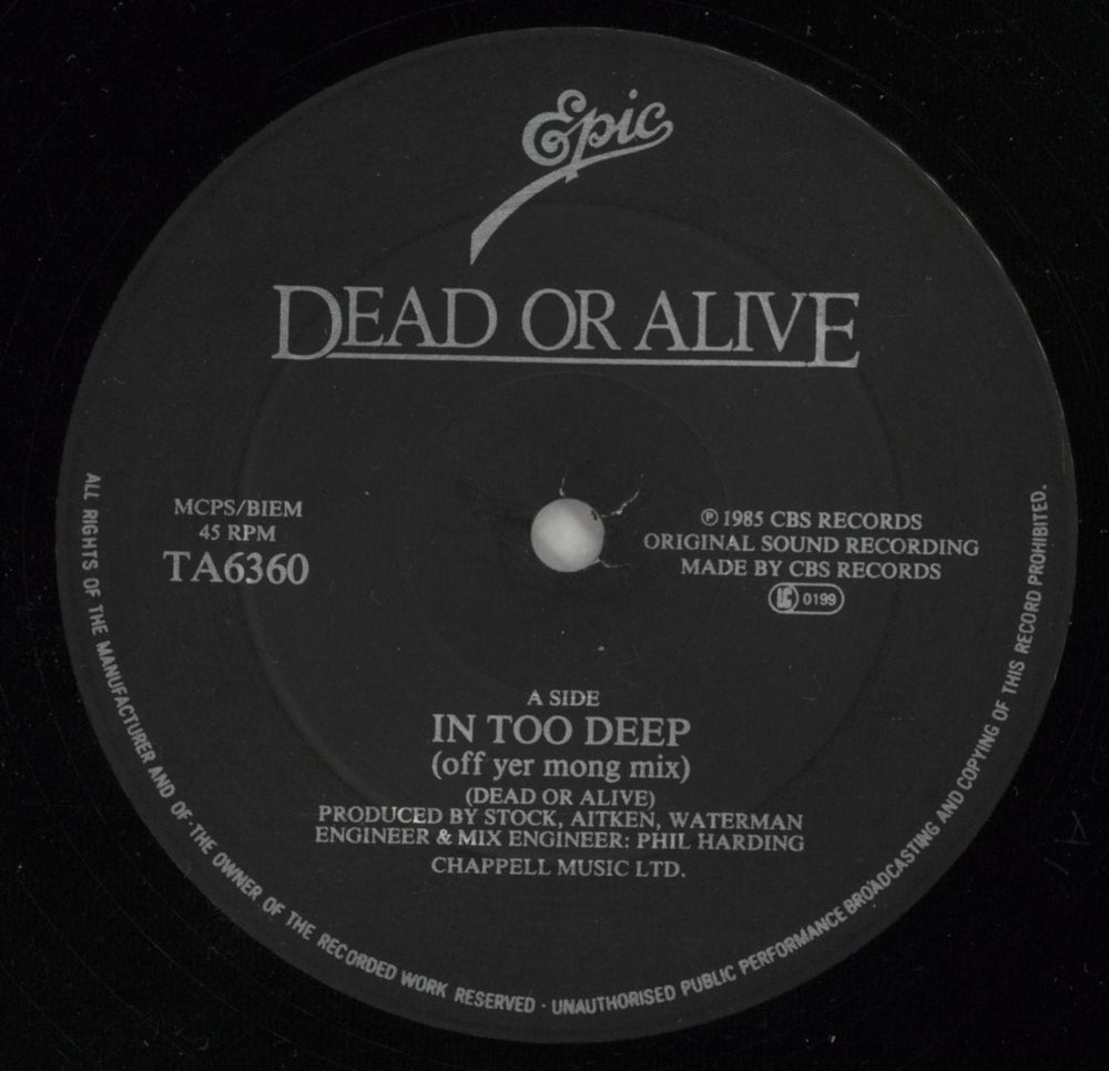 Dead Or Alive In Too Deep UK 12" vinyl single (12 inch record / Maxi-single) DOA12IN18293
