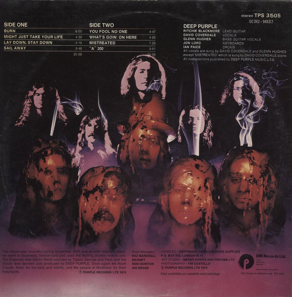 Deep Purple Burn - 1½ - VG UK vinyl LP album (LP record)