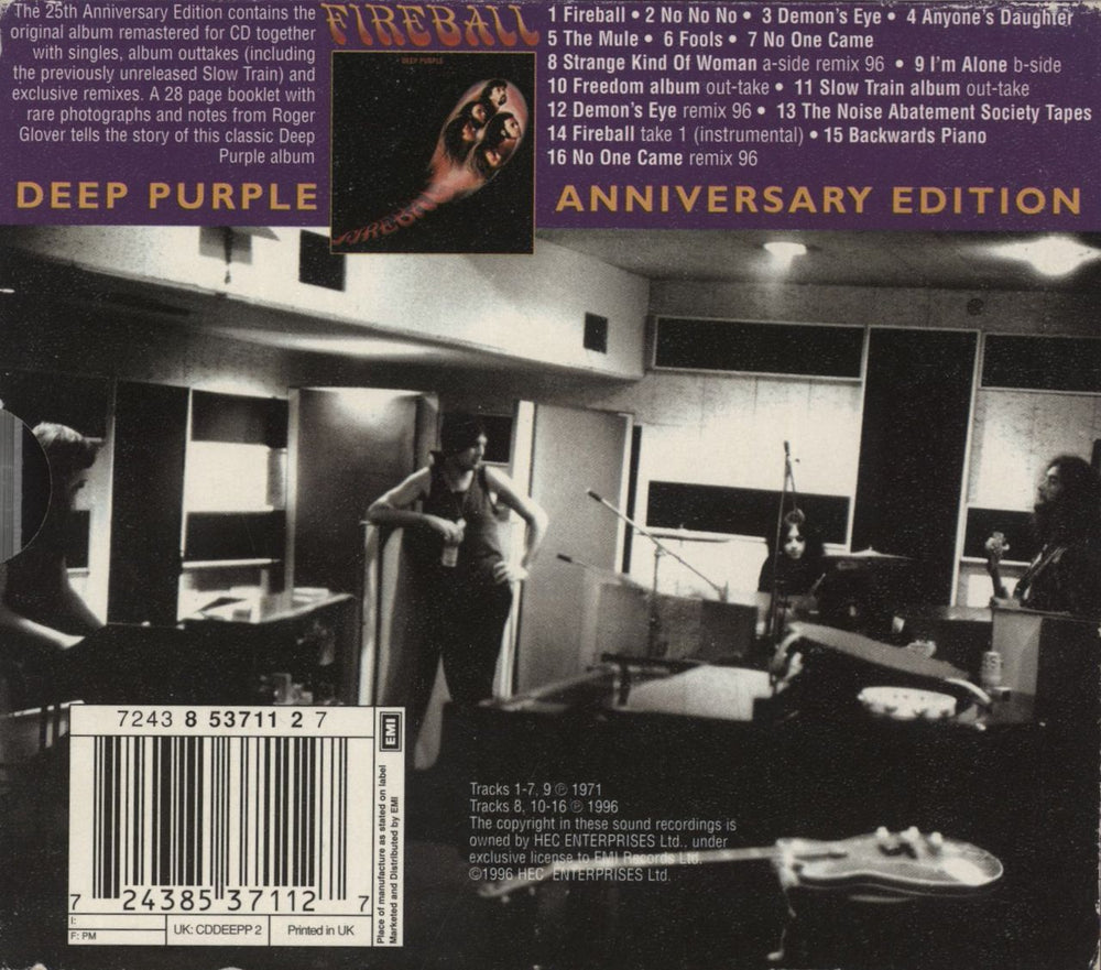 Deep Purple Fireball UK CD album (CDLP) 724385371127