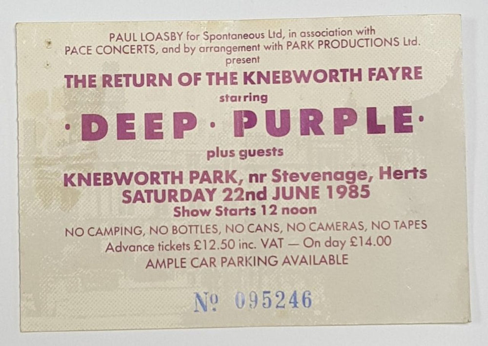 Deep Purple World Tour 1984/85 + ticket stub UK tour programme DEETRWO557989