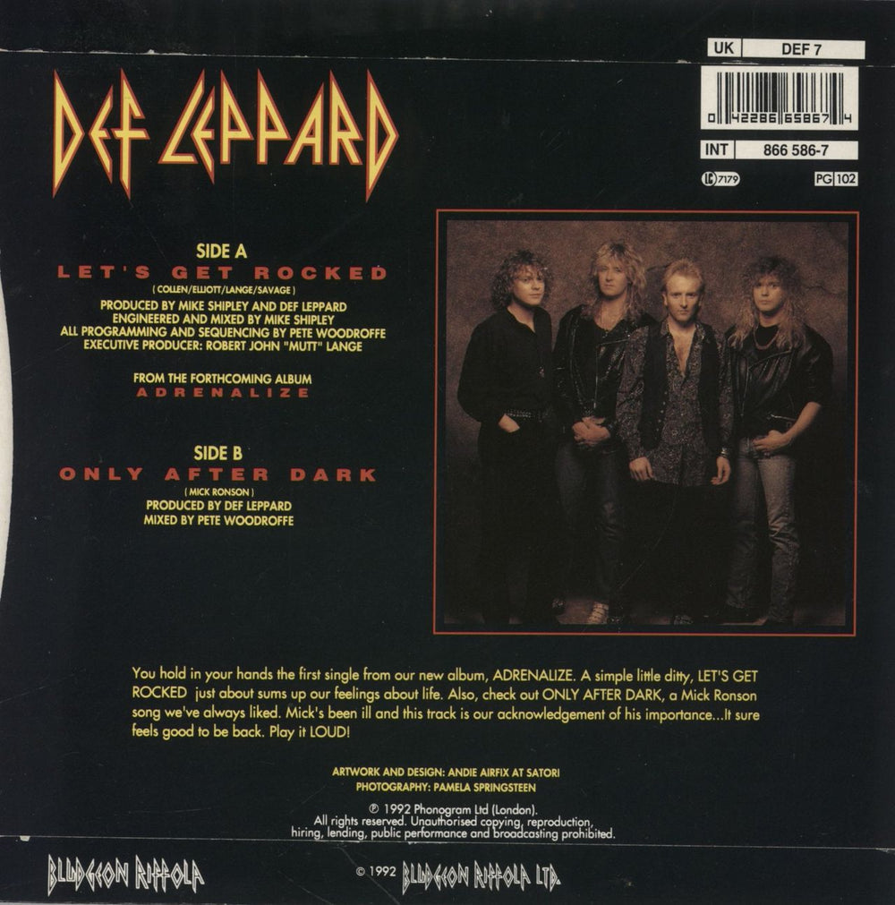 Def Leppard Let's Get Rocked - Paper Labels UK 7" vinyl single (7 inch record / 45) 042286658674