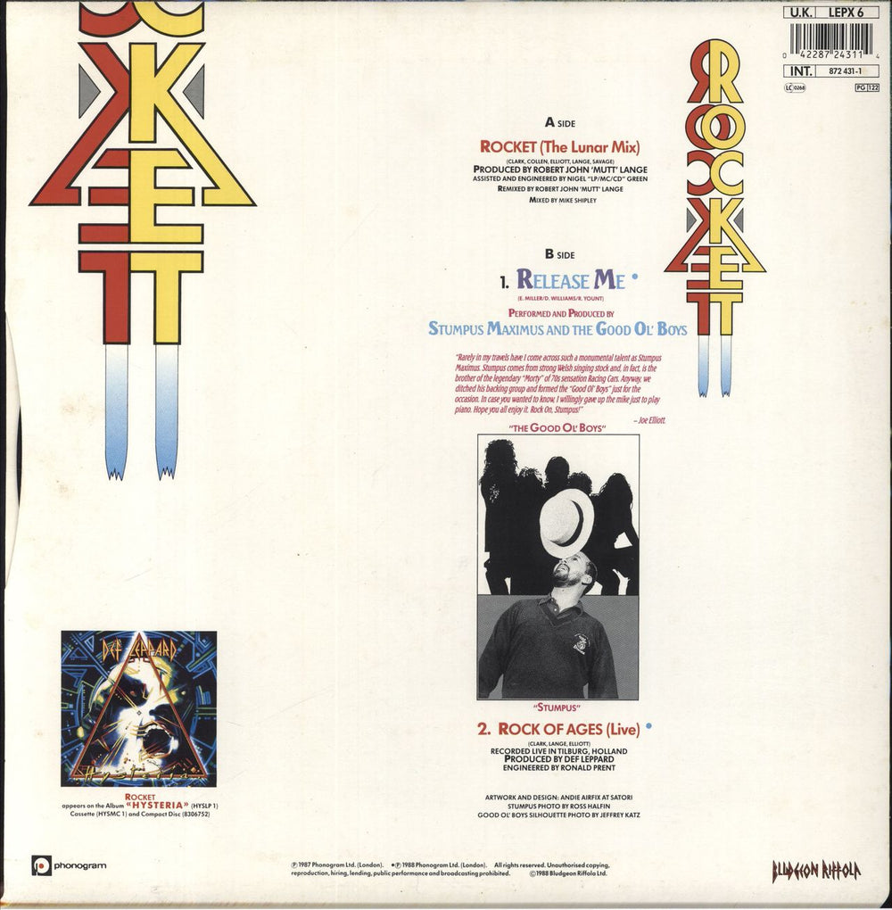 Def Leppard Rocket UK 12" vinyl single (12 inch record / Maxi-single) DEF12RO68341