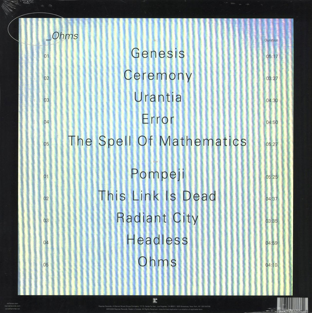 Deftones Ohms - Clear Vinyl - Sealed + Ohms Zine US vinyl LP album (LP record) 093624888680