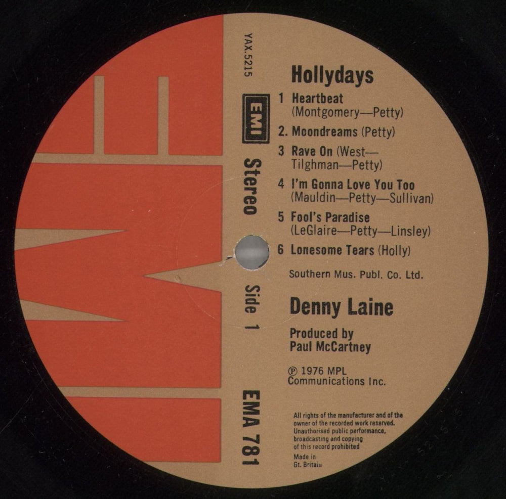 Denny Laine Holly Days UK vinyl LP album (LP record) DNYLPHO106122