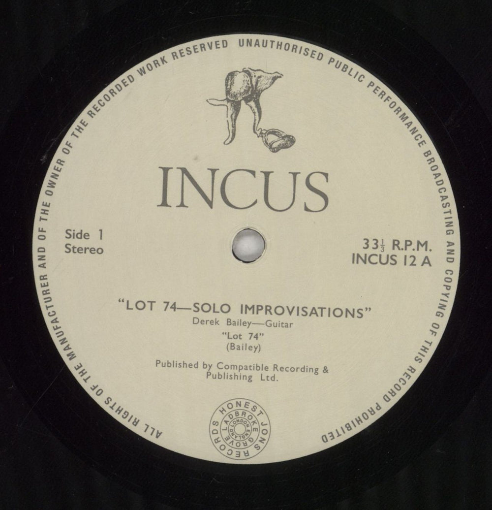 Derek Bailey Lot 74 - Solo Improvisations UK vinyl LP album (LP record) EZ1LPLO855876