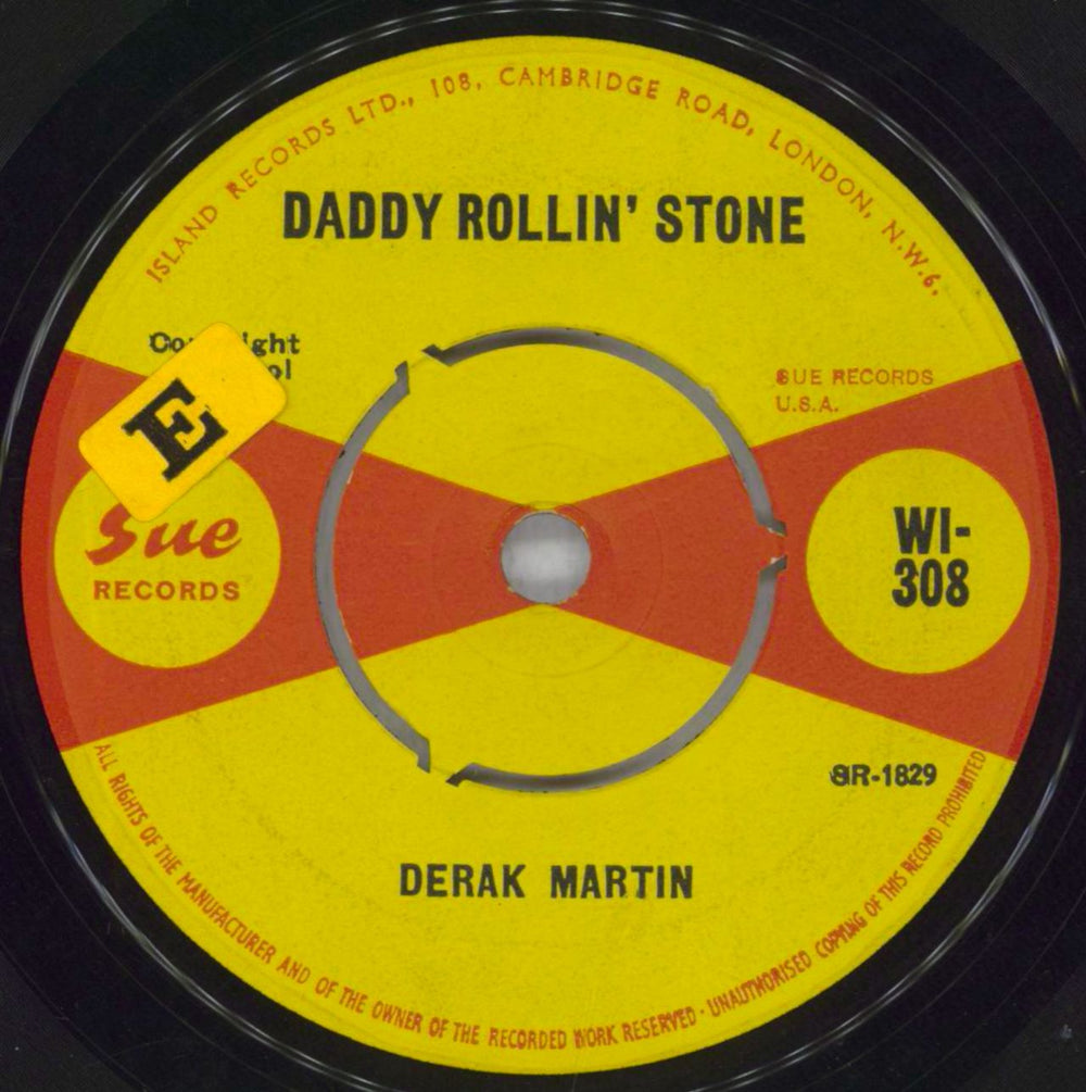 Derek Martin Daddy Rollin' Stone UK 7" vinyl single (7 inch record / 45) WI-308