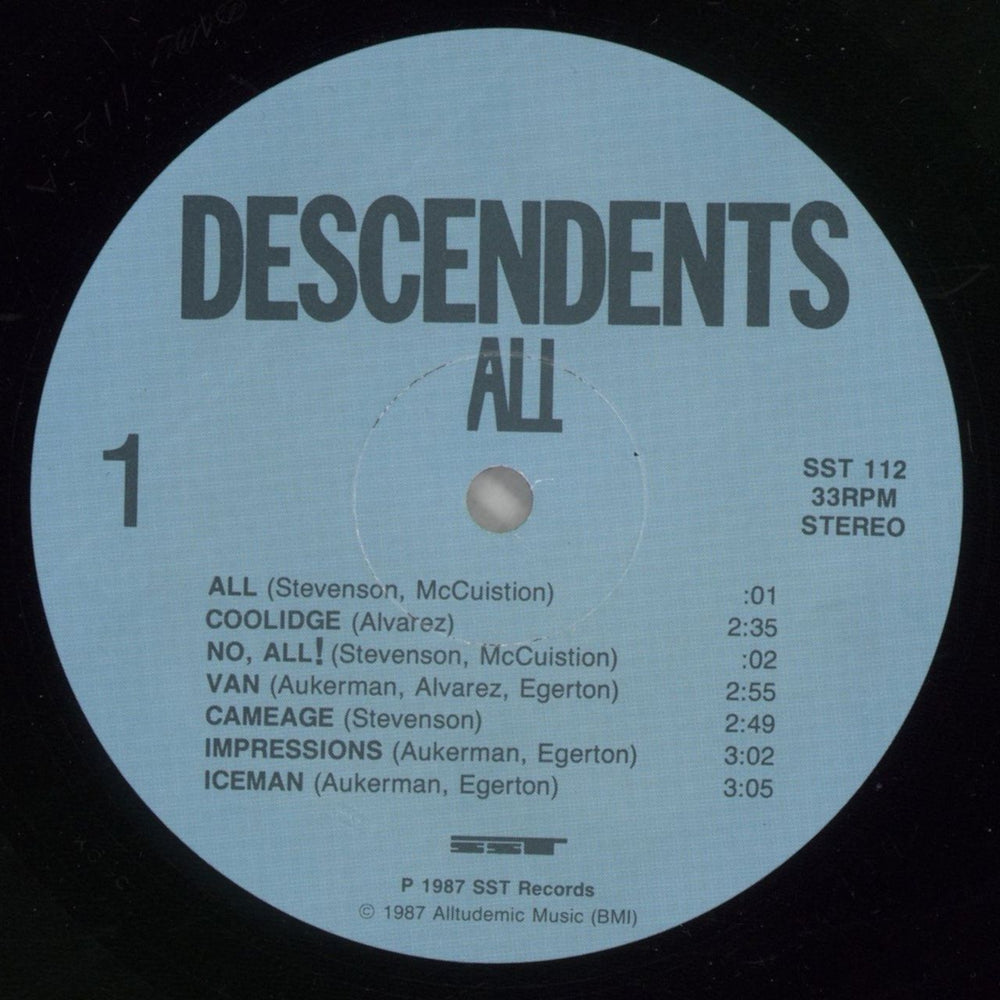 Descendents All - 1st - EX US vinyl LP album (LP record) DECLPAL864212