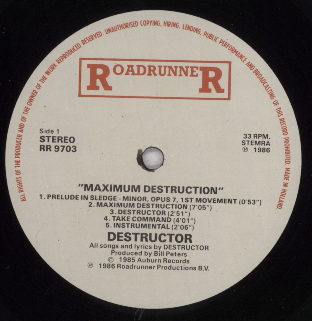 Destructor Maximum Destruction Dutch vinyl LP album (LP record) 7LVLPMA839861